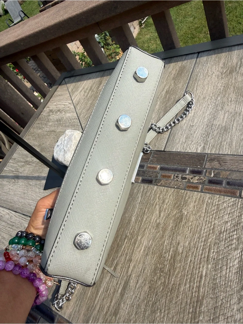 EUC Rebecca Minkoff Avery_ Saffiano Leather Neutral Crossbody Bag